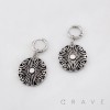 PAIR OF FILIGREE MEDALLION DANGLE 316L SURGICAL STEEL HUGGIE/HOOP EARRINGS 